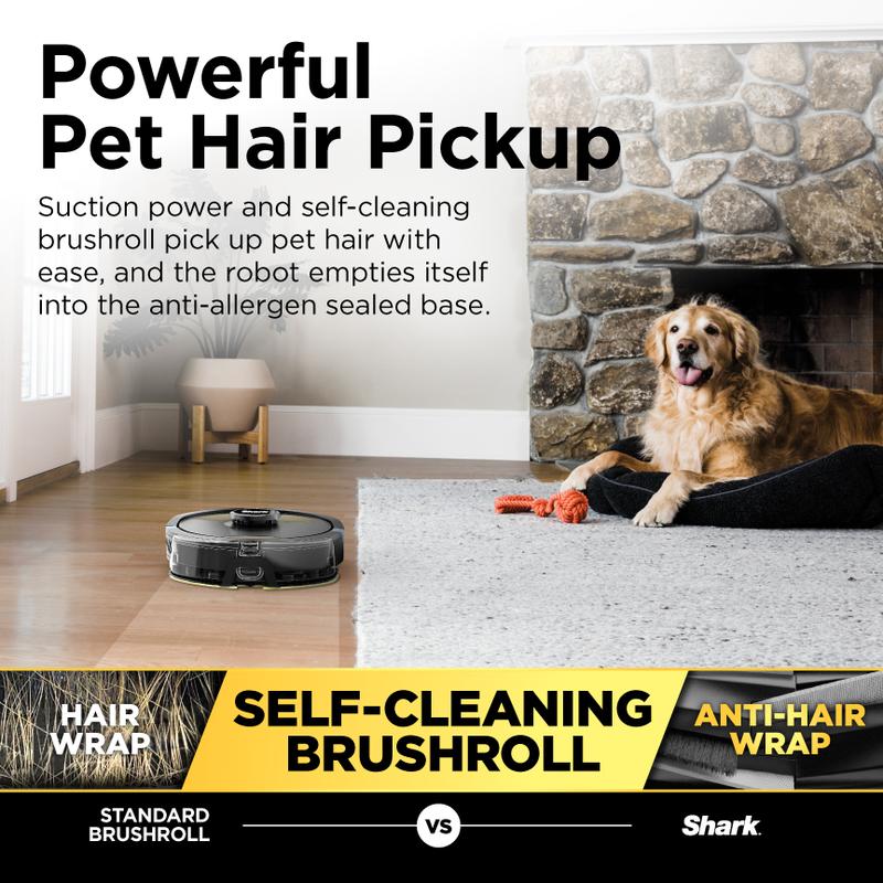 Powerful pet hair pickup with self-cleaning brushroll